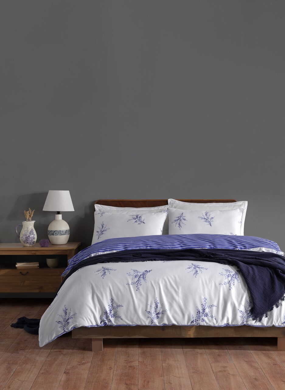Lenjerie de pat dubla King, 3 piese, 220x240 cm, 100% bumbac ranforce, Primacasa by Turkiz, Meltem, albastru - imagine 4